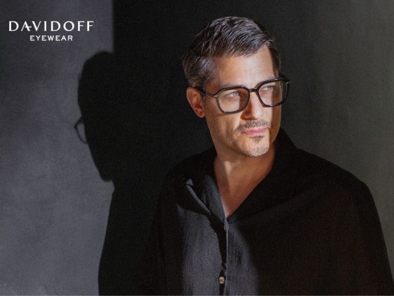 Kampagnenmotiv mit Brillenmodell „Zino“ von Davidoff Eyewear