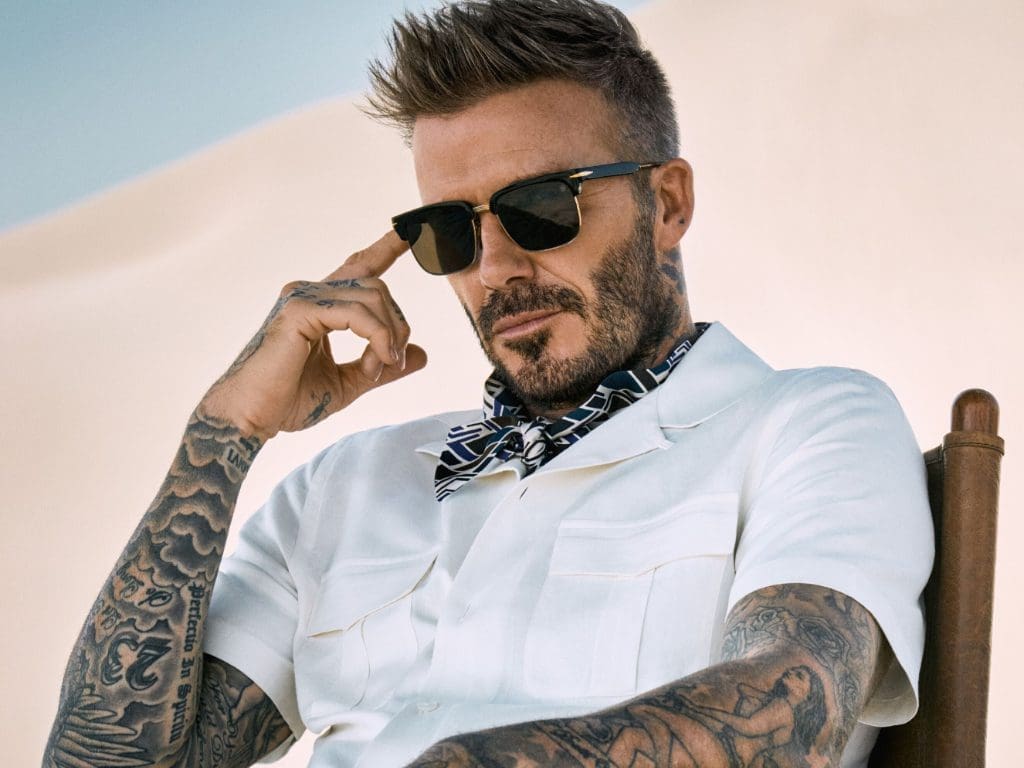 Kampagnenmotiv mit David Beckham für Eyewear by David Beckham