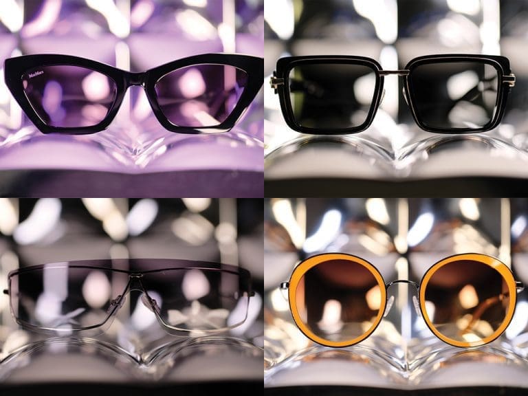 v.l.n.r.: Marcolin | MaxMara | MM0057S | 01A • Aoyama | Madame | MD | 80210153 • Herzblut Eyewear | Herzblut | Glanz&Gloria | GLG0551-23-140 • Safilo | Isabel Marant | IM | 0132 | S(VGVWK)