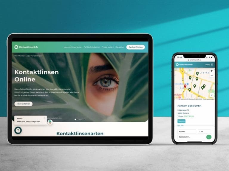 Mockups zu Kontaktlinseninfo.de und der Anpasser-Suche