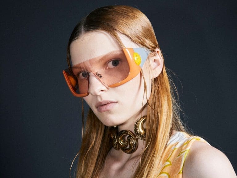 Damen-Sonnenbrille in Maskenform von Etro und Safilo