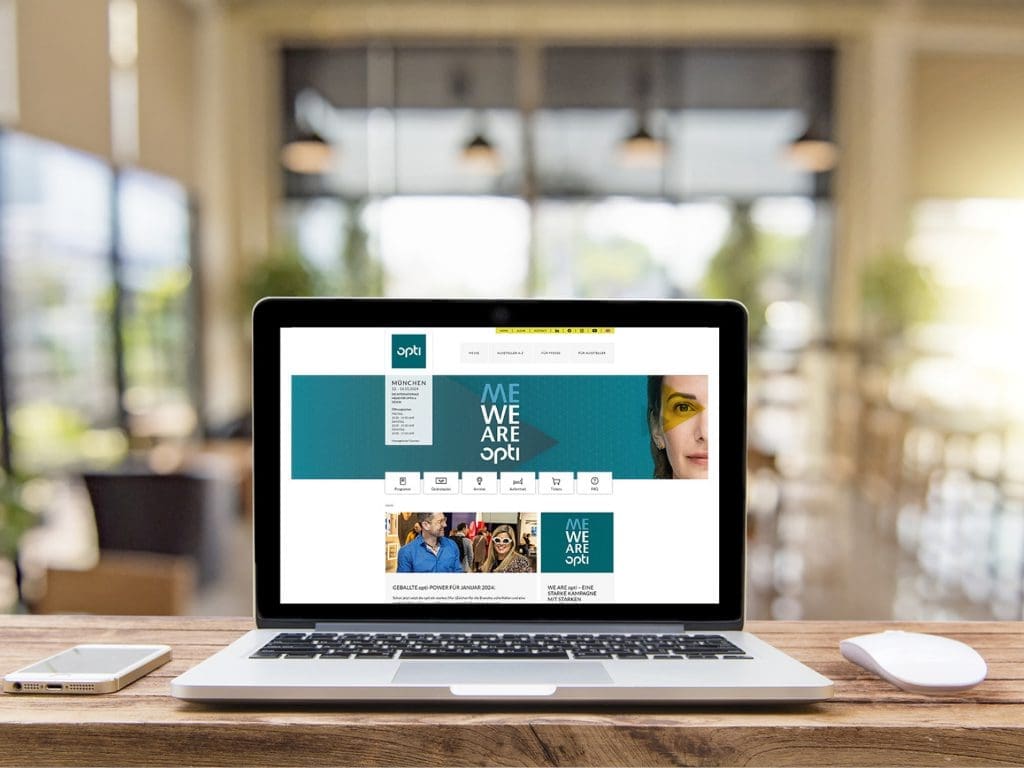 Opti Connect Mock-Up auf Laptop