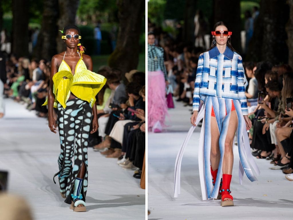 Models auf dem Laufsteg der Modeschule Polimoda tragen neuinterpretierte TMA-Brillen von Silhouette