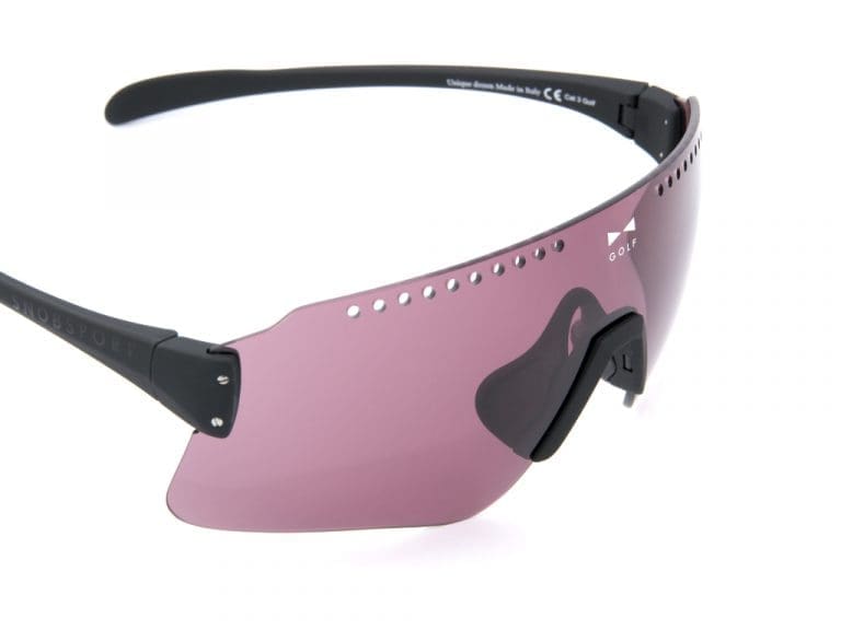 Golferbrille von Snob Milano mit lila Zeiss Sunlens-Brillenglas