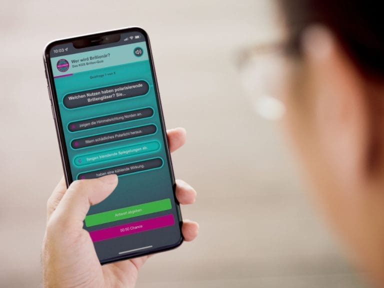 Quiz-App "Wer wird Brillionär?" vom Kuratorium Gutes Sehen e.V. läuft auf IPhone