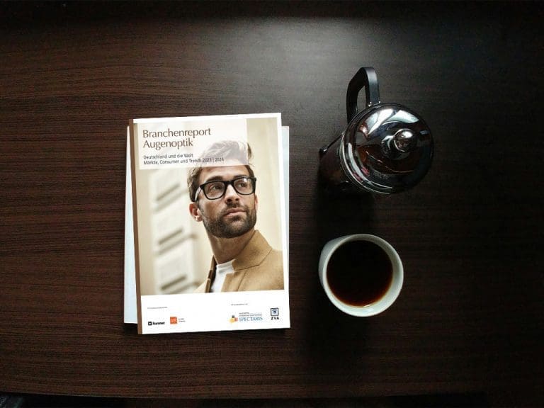 Cover vom Branchenreport Augenoptik „Deutschland und die Welt: Märkte, Consumer und Trends 2023/2024“