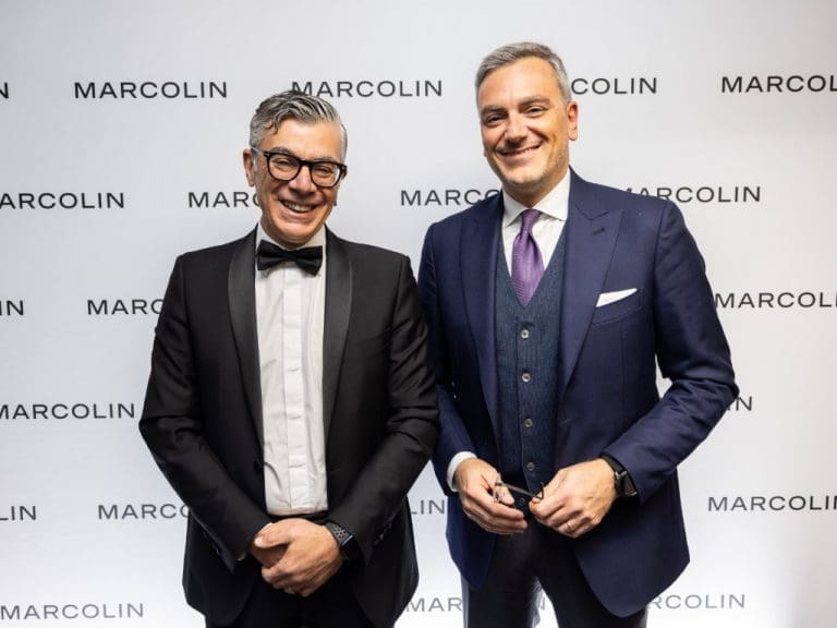 Generalkonsul von Italien in London Domenico Bellantone mit Marcolin-CEO Fabrizio Curci