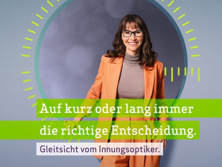 Kampagnenmotiv „Ihre Innungsoptiker“-Kampagne vom ZVA zum Thema „Gleitsicht“