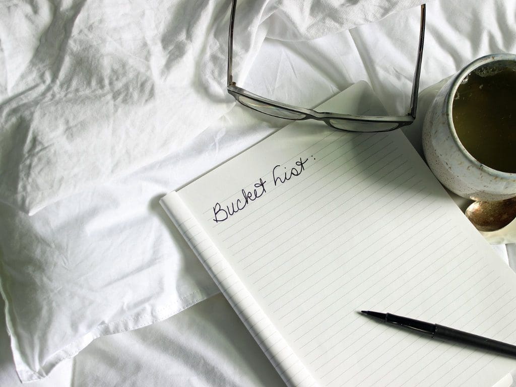 Schreibblock für die Bucket List