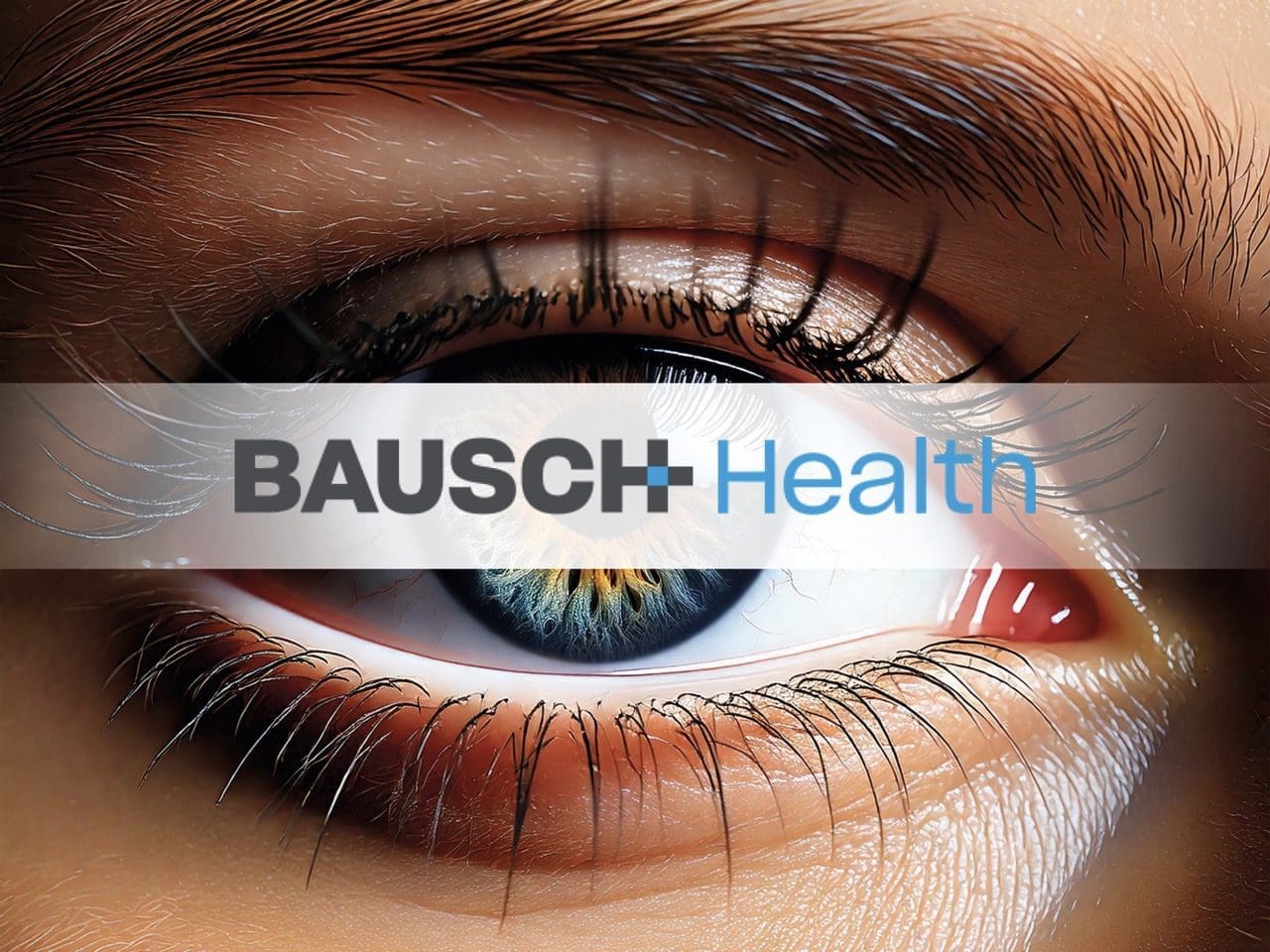 Auge in Nahaufnahme, darüber Schriftzug Bausch-Health